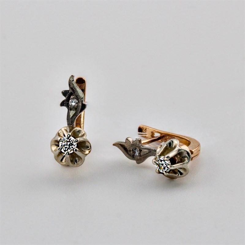 Серьги золотые, с бриллиантами, 4,4 гр. - фото 53524