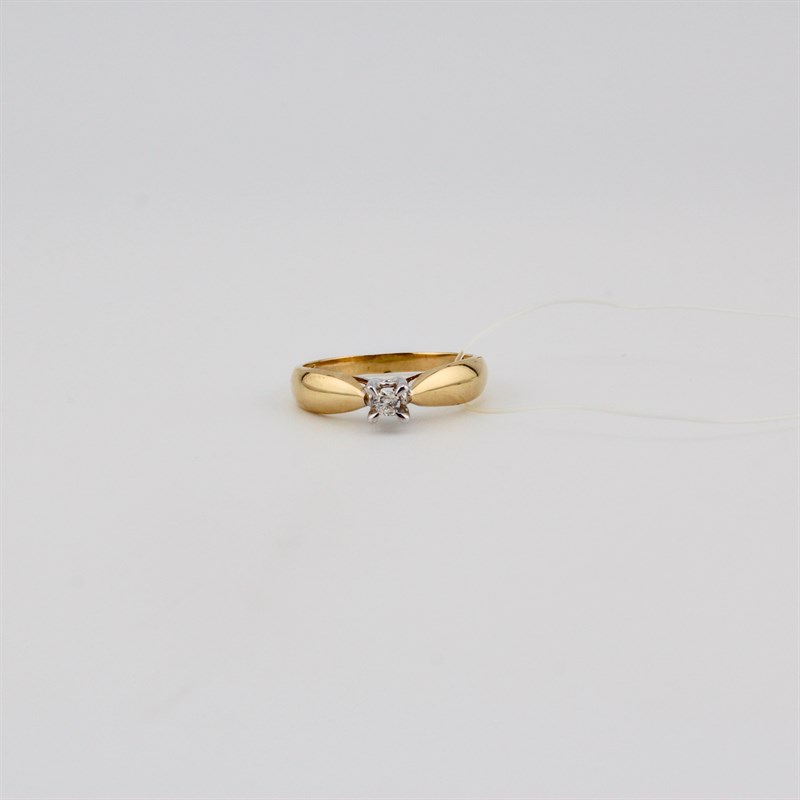 Кольцо золотое, с бриллиантами, 1,97 гр., 18-размер - фото 53541