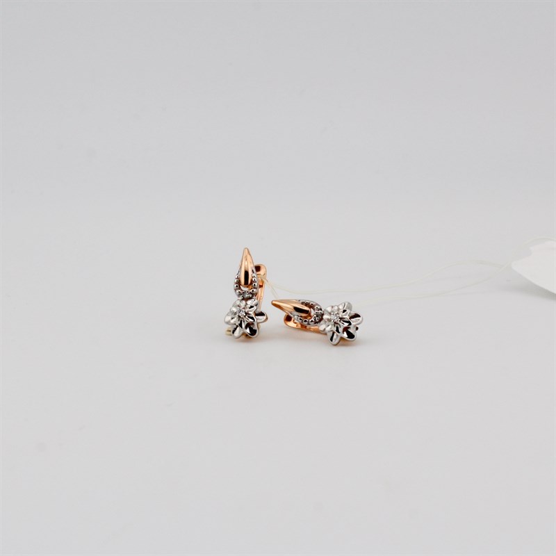 Серьги золотые, с бриллиантами, 2 гр. - фото 53555