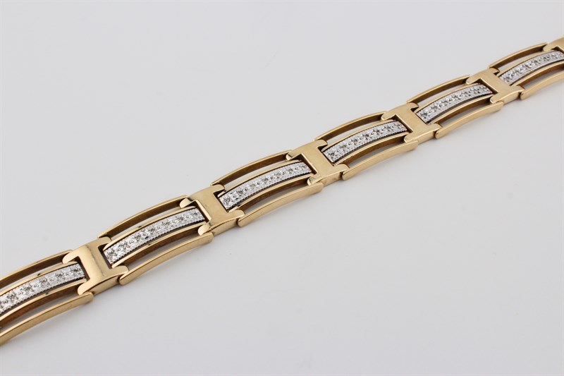 Браслет золотой, с бриллиантами, 31,28 гр., 21-размер - фото 53559