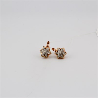 Серьги золотые, с бриллиантами, 4,04 гр.