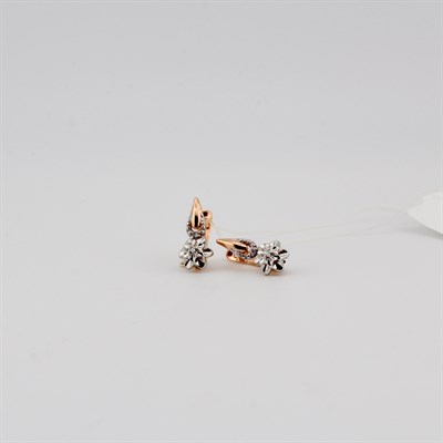 Серьги золотые, с бриллиантами, 2 гр.