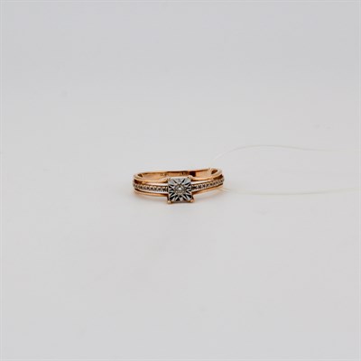 Кольцо золотое, с бриллиантами, 1,55 гр., 16-размер